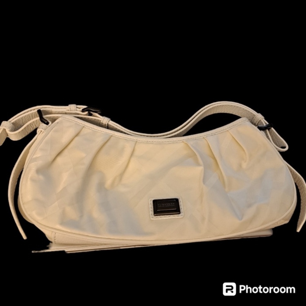 NWT Burberry Off White Small Avondale Nylon and Leather Shoulder Bag - Picture 7 of 15